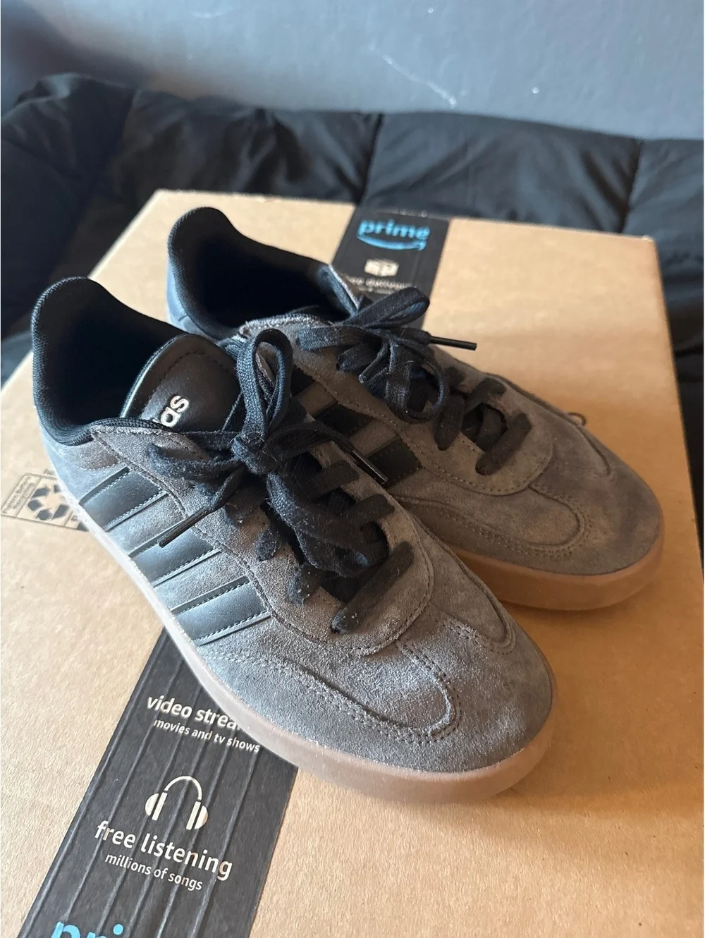 Adidas Suede Casual Sneakers in Gray and Black, Size 7 US
